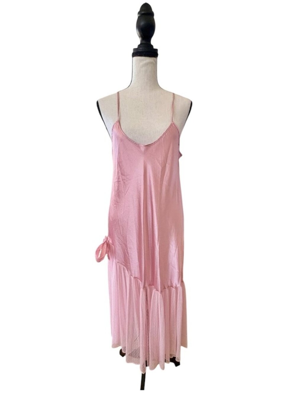 Keyloun Satin Slip Dress Asymetrical Drop Waist Fairycore Coquette Medium VTG